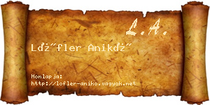 Löfler Anikó névjegykártya